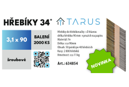 Hřebíky 34° 3,1 x 90 šroubový (2000ks) plastový box, 634854